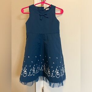 Janie and Jack Blue‎ Embroidered Bow Dress Tulle Hem 18-24M